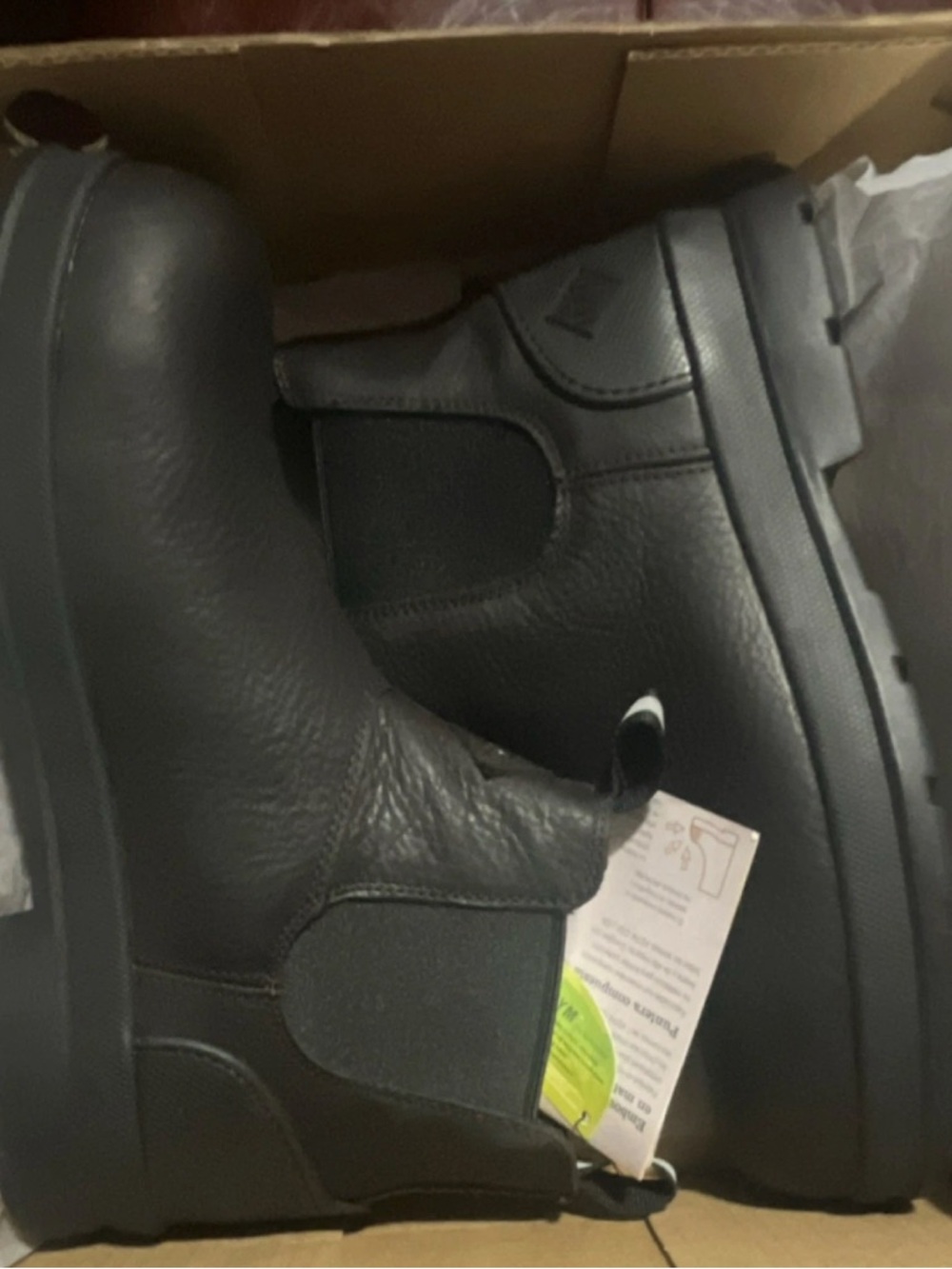 Men's Black Leather Slip-On Work Chelsea Boots